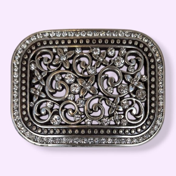 Swirly Floral Rhinestone Belt Buckle - Picture 1 of 6